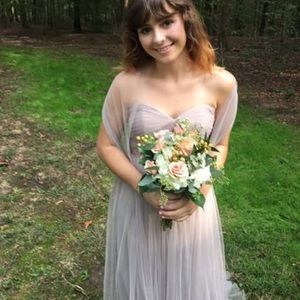 Nude Strapless Evening Gown